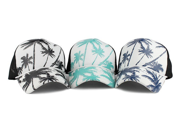 Palm Tree Print Trucker Snapback Hat