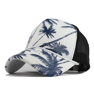 Palm Tree Print Trucker Snapback Hat