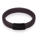Men's Braided Leather Bracelet With Magnetic Clasp