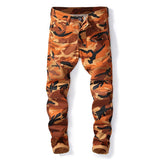 Men's Camouflage Motorcycle Slim Fit Jeans